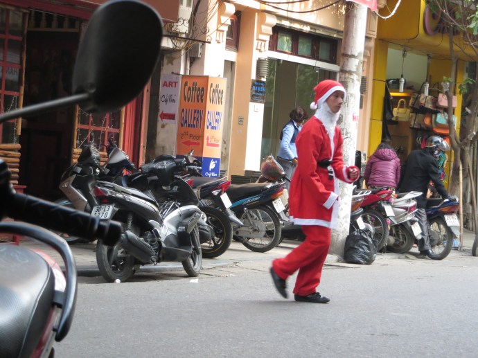 Looks like Santa has lost some weight on his new diet of pho and banh mi.