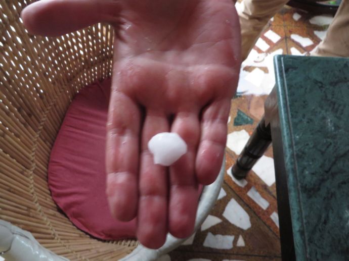 Hail the size of mothballs